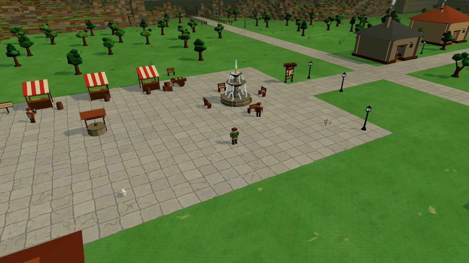Lightshire's first plaza with market stalls inside the city walls